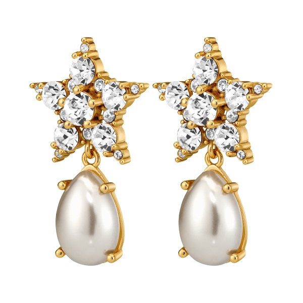 Dyrberg Kern Hydra Gold Earrings - Crystal/White Pearl